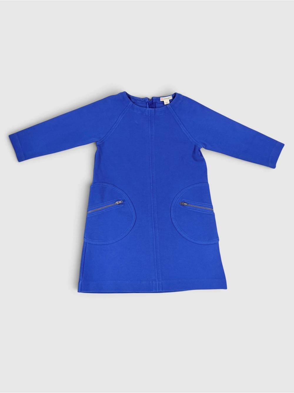 J.Crew Crewcuts Girls Cobalt Blue Mod Zip Pocket Shift Dress Long Sleeve Size 7